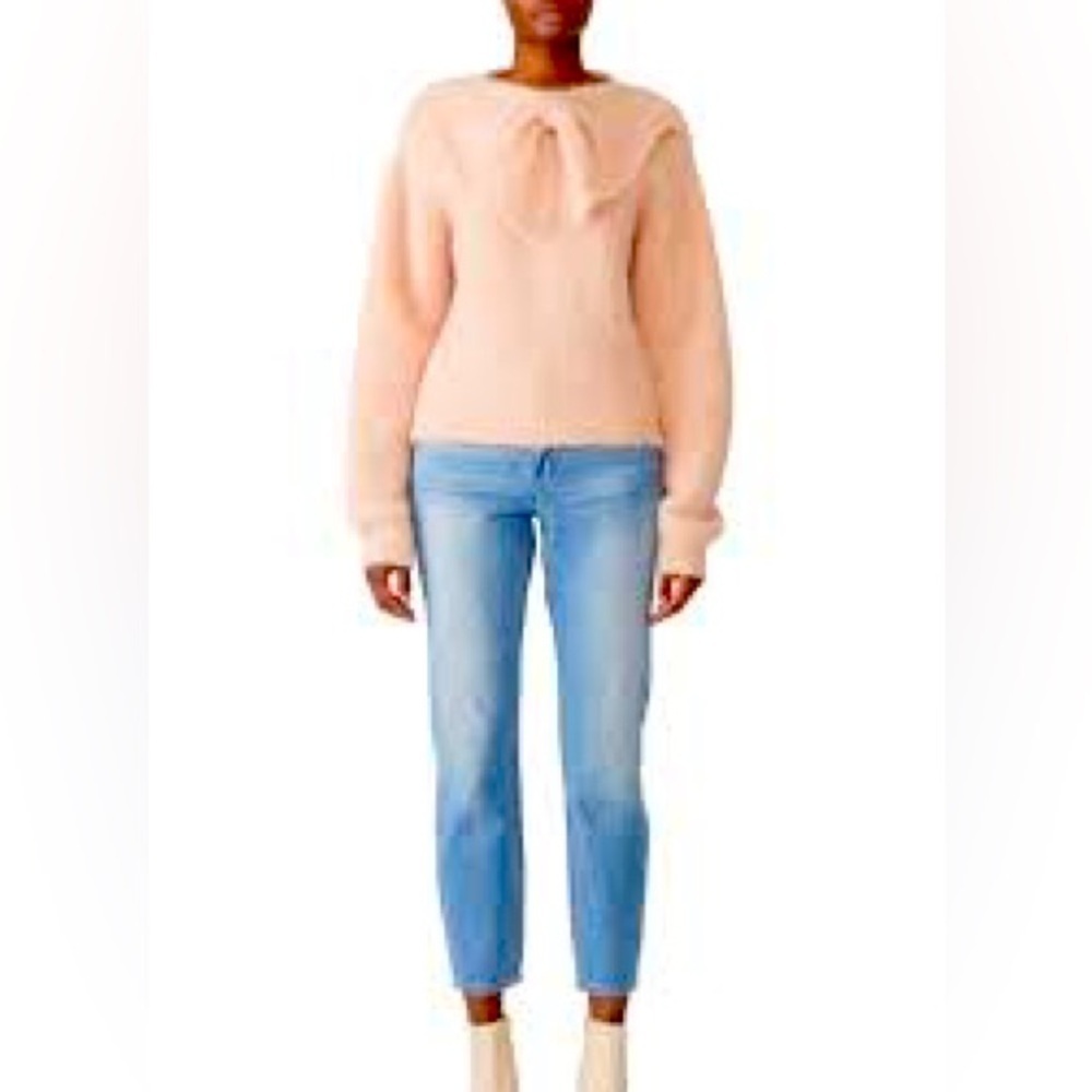 ByTiMo Powder Pink Bow Sweater Soft Fuzzy Alpaca Wool Size XS